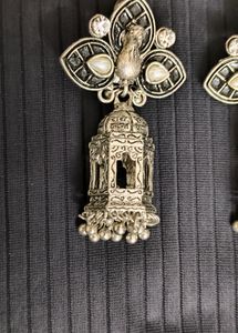 Oxidised Silver Jhumka