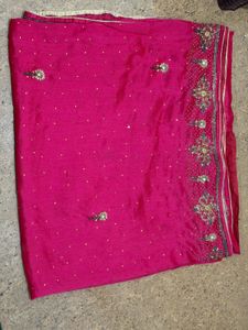 Exquisite Silk Saree - Vibrant Pink with Gold