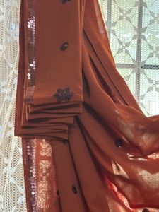 🤎✨🍂Rust Brown Poonam Georgette Sequin Saree | Pa