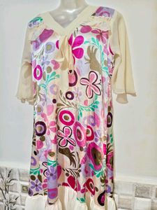 Vibrant Floral Print Dress Size S-M 34"-36"