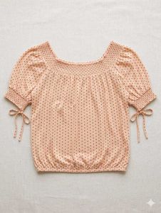 Cute Polka Dot Smocked Top