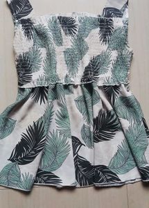 Leaf Print Smocked Top