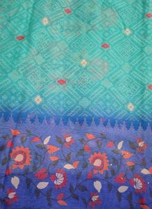 Beautiful Printed Teal Saree 2