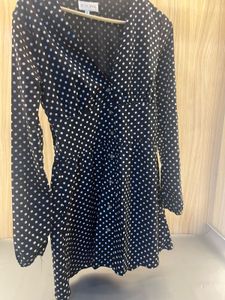 Chic Black Polka Dot Button-Up Dress