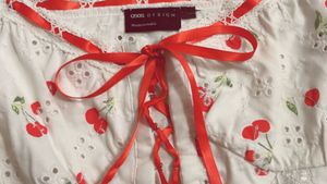 Cherry Print Lace-Up Crop Top