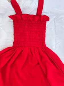 Chic Smocked Red Sundress