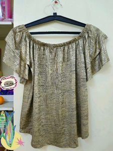 Gold Metallic Off-Shoulder Top! 🌟