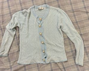 Cute Light Blue Button Cardigan