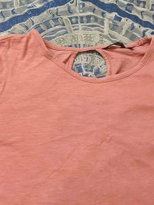 Coral Cut-Out Back T-Shirt