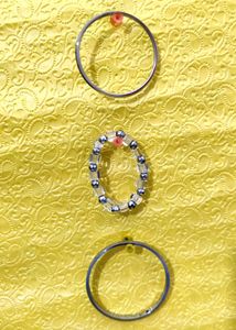 Silver Bangle &amp; Beaded Bracelet Set