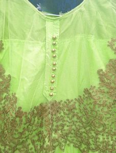 Luxe Neon Green Gown with Intricate GoldEmbroidery