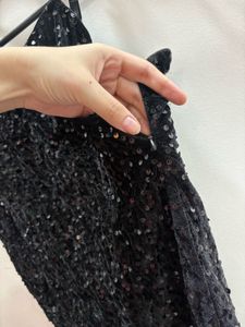 Sparkly Black Sequin Mini Dress |adjustable strap