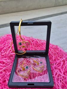Heart Shaped Floral Resin Jewelry Set