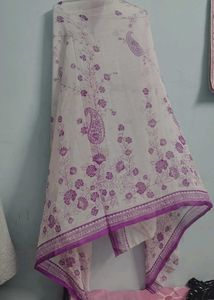 Elegant White &amp; Purple Paisley Dupatta