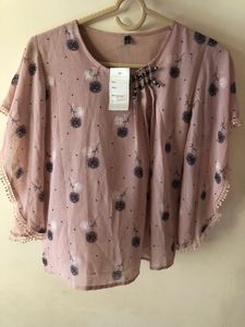 Chic Floral Print Top with Embellished Neckline