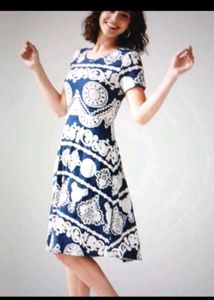 Stylish Navy & White Print Dress