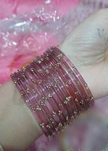kashmiri Purple raindrop glass Bangles Set