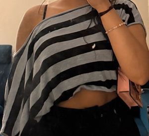Bershka Striped one shoulder top