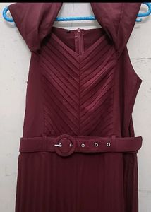 Elegant Maroon Jumpsuit with Belt