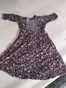 Embroidered Purple Floral Kurta