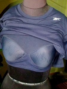 Reebok With Bra Attached  Inside T-Shirt - Navy