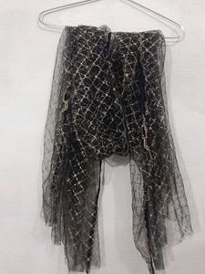 Elegant Black Net Dupatta with Embellishments