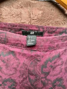 H&amp;M Burgundy Patterned Skinny Pants