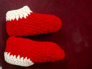 Cozy Red Crochet Slippers