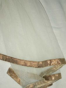 Elegant White Dupatta with Golden Border