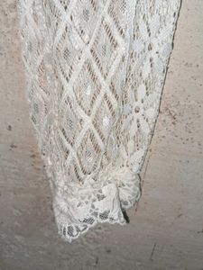 Elegant White Lace High Neck Top Layered