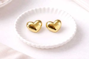 Gold Bow &amp; heart earrings combo
