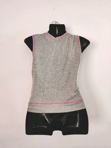 Tarama Grey Solid Crop Top ( Women)