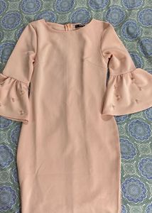 Elegant Pink Bell Sleeve Dress|| S size