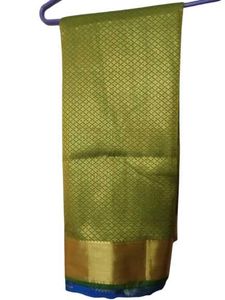 Elegant Green Silk Saree with Gold Border