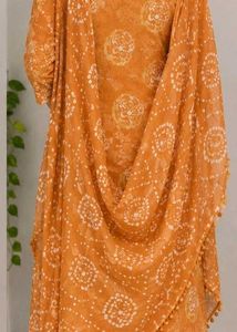 COMBO OF Elegant Mustard Bandhani Kurta Set+ peach