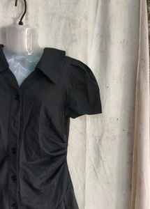 Chic Black Button-Up Shirt Dress
