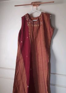 Ethnic South Cotton embroidered Kurti & dupatta