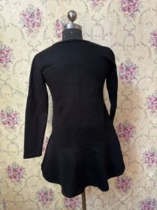 Classic Black Long Sleeve Peplum Dress