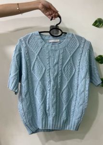 Baby Blue Cable Knit Sweater