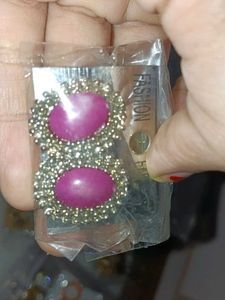 Fashion Earrings - Pink &amp; Blue Stones