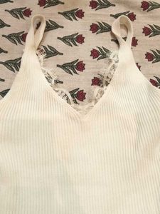 Elegant White Lace Trim Tank Top
