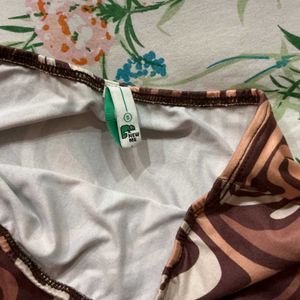 Brown Swirl Print Maxi Skirt
