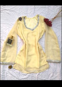 Yellow Tunic with Lace-up Detail