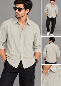 Men's Classic Beige Long-Sleeve Shirt
