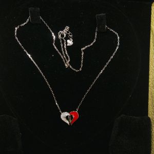 925 Sterling Silver Red ♥️&amp; White🤍 Heart Necklace