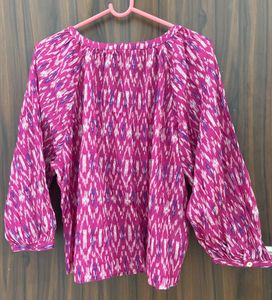 Mango Printed Puffed Sleeve Top