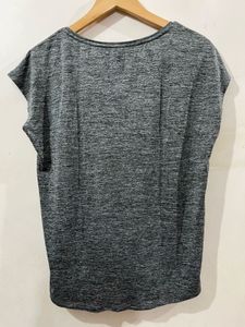 H&amp;M Sport Grey Melange Relaxed-Fit T-Shirt