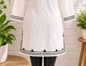 Embroidered White Kurta