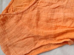 Orange Textured Short Sleeve Top