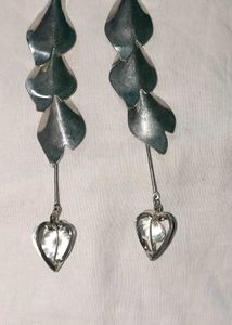 Unique Silver Leaf Drop Earrings